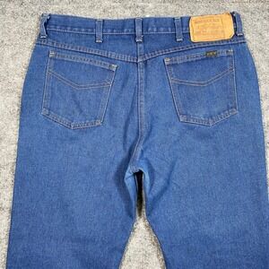 Vintage Roebucks Denim‎ Jeans Mens 38x30 Made in USA Sears Straight Leg STAIN